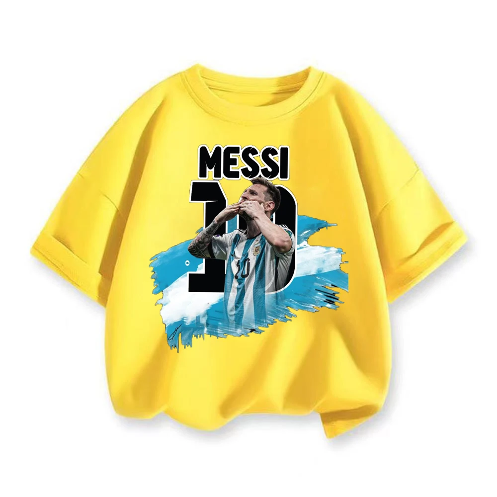 

2025 Children's Super Football Star No. 10 Messi Printed T-shirt Sports Top 3-14Y Male and Female Idol Street Wear