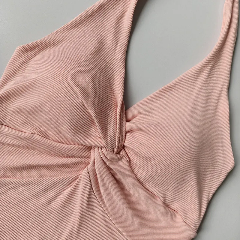 Halter-Neck-Camisole Damen-Oberbekleidung Damen Frühling Schöner Rücken Sport-Fitness-Kleidung mit Brustpolstern Schlankmachende Yoga-Tops – Detail 4