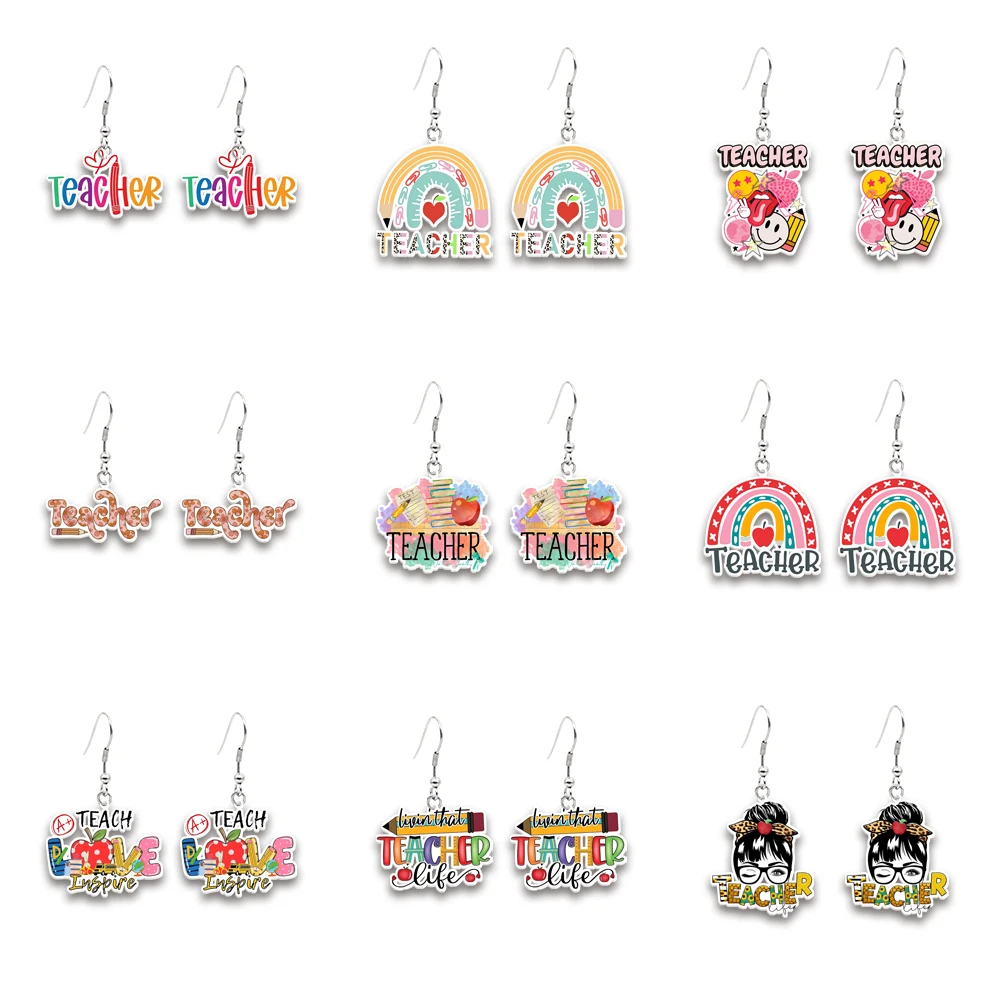 W New Style Acrylic Drop Earrings New Accessories For Women Colorful Teacher Earrings Fashion Jewelry