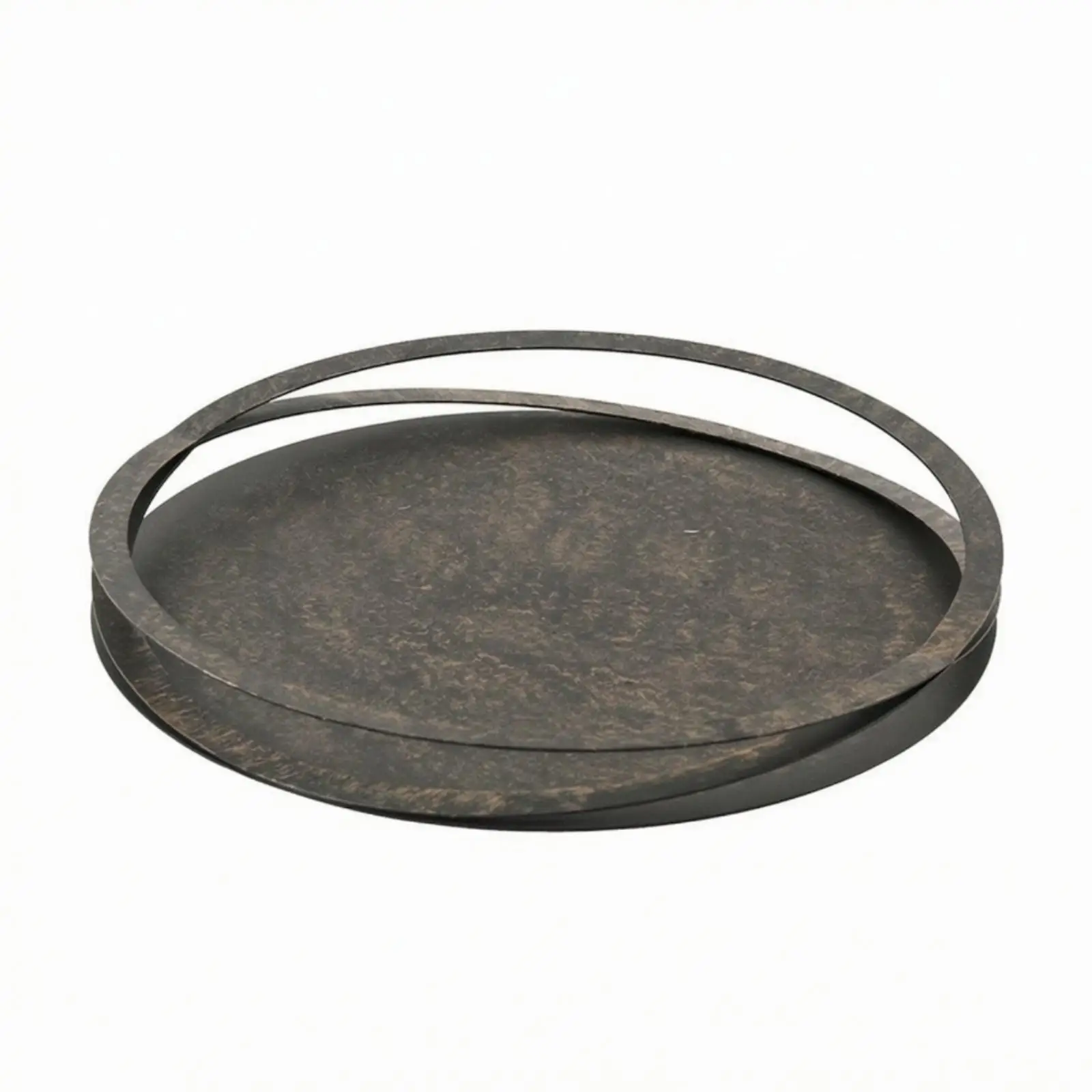 Industrial Vintage Metal Serving Tray Round Flat Base Decorative Table Center Tray for Home and Reception