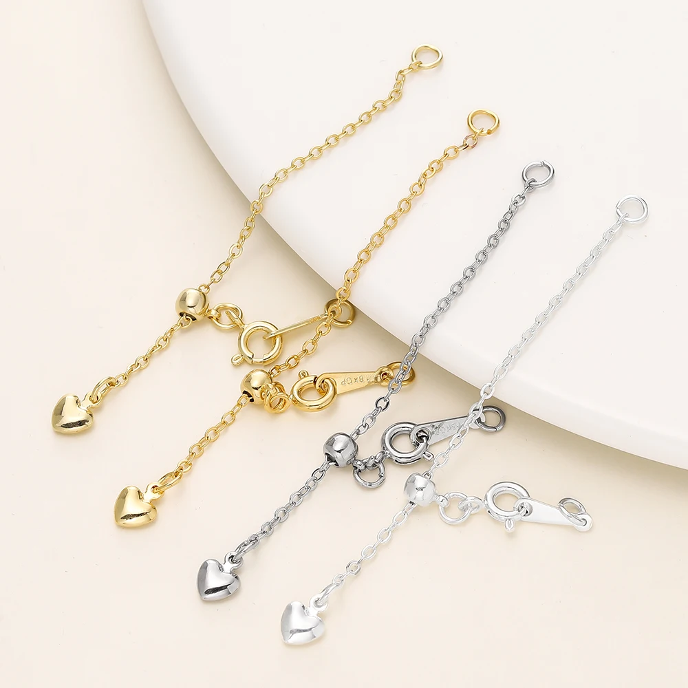 

4/6Pcs/Pack 14/18K Gold Plated Brass Adjustable Clasps with Extend Chain for Bracelet Necklace DIY Jewelry Making Accessories