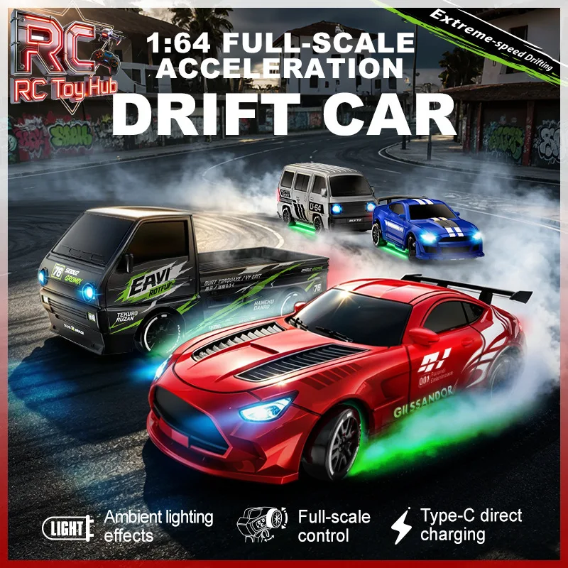 New 1/64 Desktop Mini RC Drift Car 4WD Remote Control Race Car Micro Van & GTR Mini Scale Toy Vehicle Gift For Boys