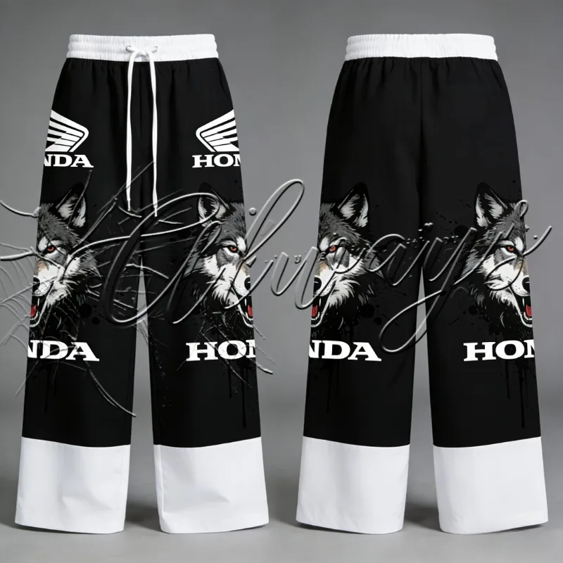 

2026 New Honda Racing Fashion Sport Casual Men's Retro Wolf Head MOTO Off-Road Enthusiast Cycling Pants UV Protection Long Pants
