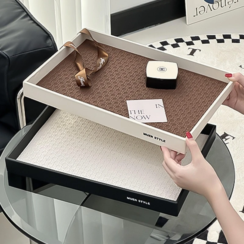 Leather Tray for Women, Makeup Jewelry Organizer,Vanity Perfume Key Holder,Home Decor Bathroom Desktop Storage Tray,Gift for Her