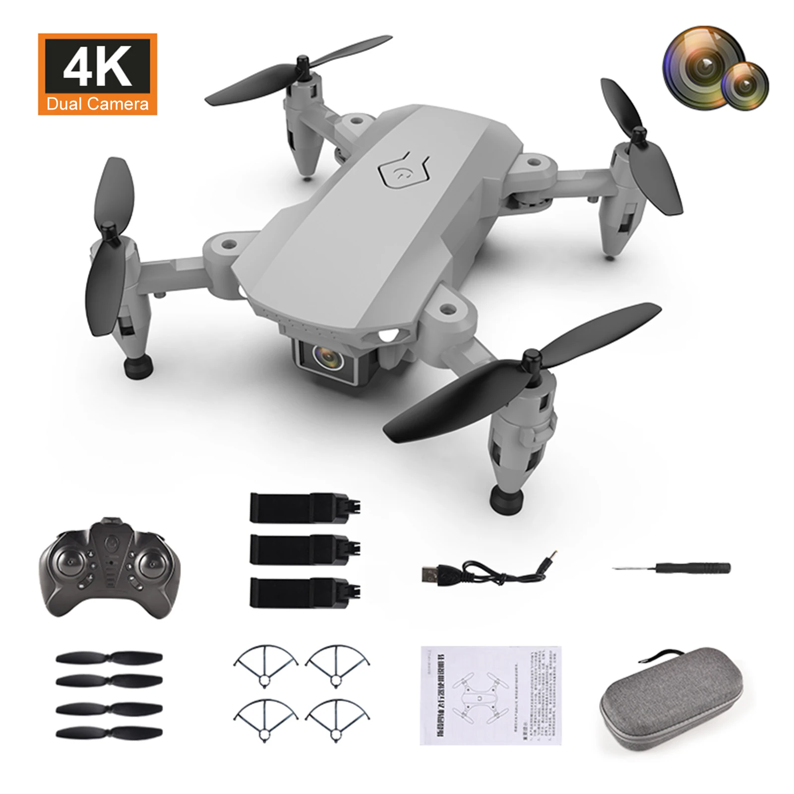 Mini Dron RC con cámara 4K, cuadricóptero con función de trayectoria de vuelo, Control de gestos, bolsa de almacenamiento, paquete de 3 baterías