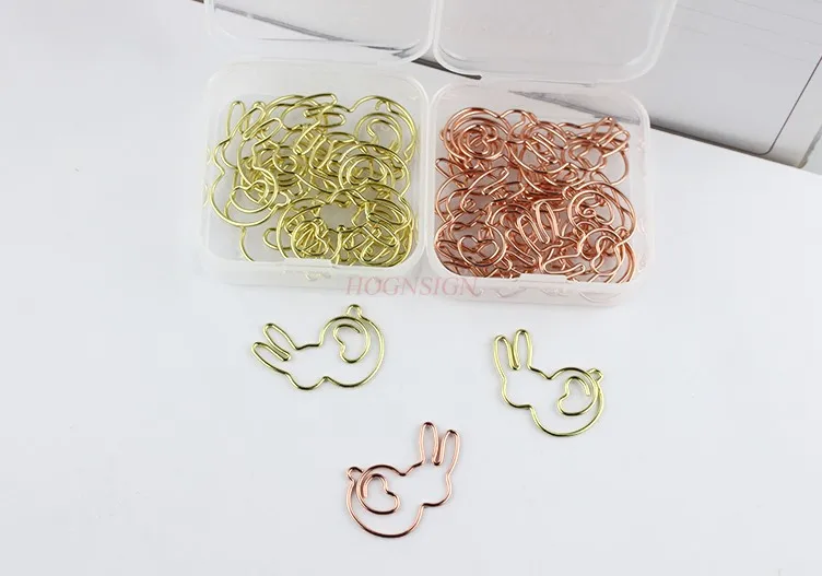 

10pcs Rose Gold Rabbit Paper Clip Cartoon Creative Pins Shaped Paper Clips Office Supplies