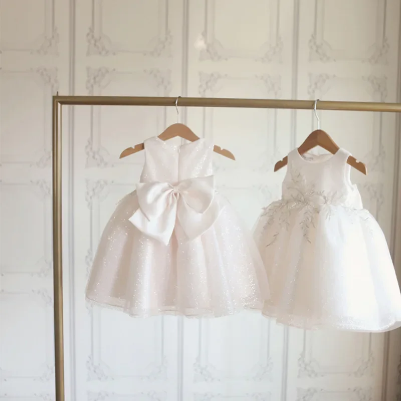 Infant White Lace 1st 2nt Birthday Dress Baby Girls  Princess Cake Dresses Toddler Wedding Baptism Ball Gown Children Clothes