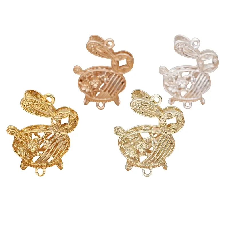 

BoYuTe (20 Pieces/Lot) Metal Alloy Hollow Rabbit Lantern Pendant Materials DIY Retro Jewelry Accessories