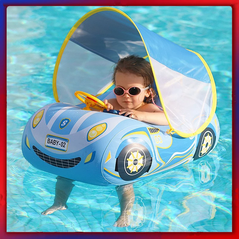 

Baby Swimming Ring Inflatable Swim Ring with Sunshade Beach Water Toys Kids Seat Ring Infant Floating Ring for Kids Toddlers