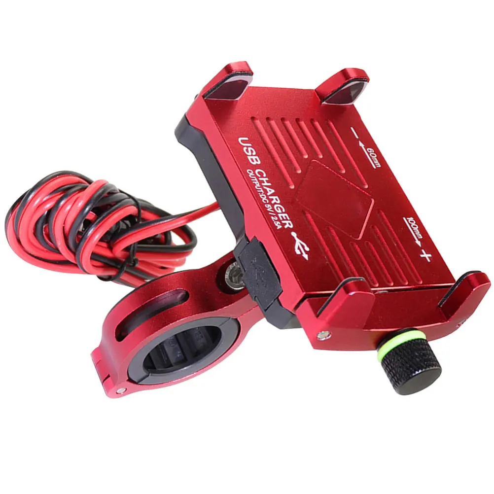

Motorbike Phone Holder Soft Cushion Protection Telescopic Waterproof USB Charging Motorcycle Phone Bracket Red