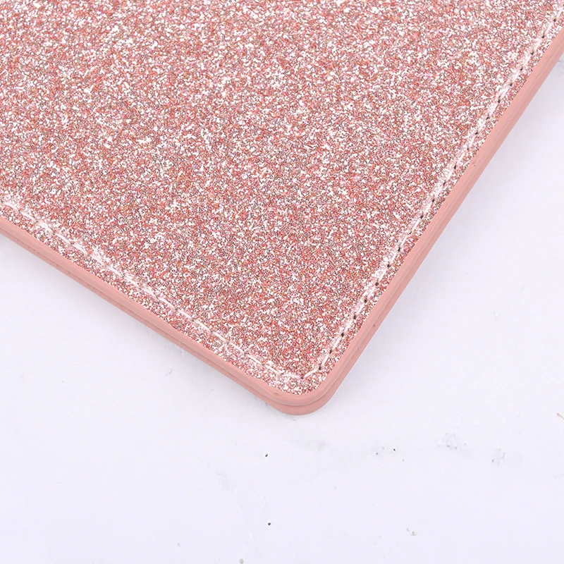 Glitter Sequin Passport Cover PU Leather Card Holder Women Men Case Wallet for Business Travel Document Credit Card Organizer