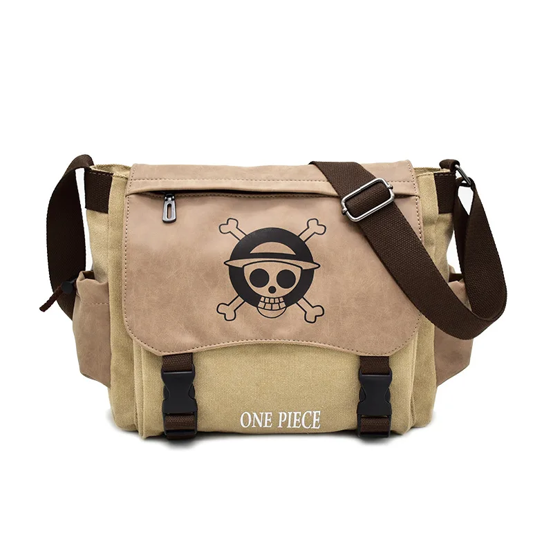 One Piece Anime Figures One Piece Crossbody Bag Male Students Bag Youth Cartoon Luffy Canvas Shoulder Bag Children Holiday Gifts