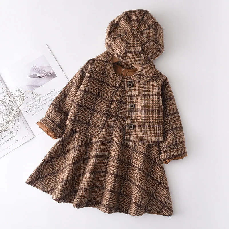 Menoea Kids Clothes Girls Set 2023 Autumn Fashion Winter Wool Coats And Skirts Boutique Kids Clothing Sets Teenager Fall Outfits