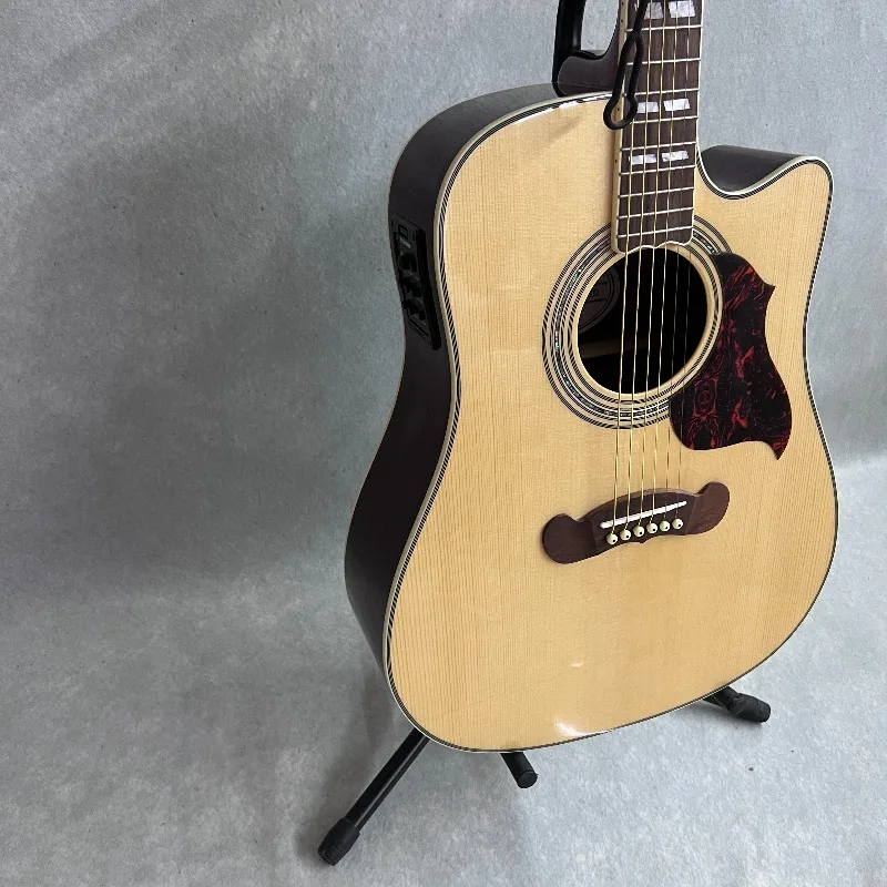 White GI-Song EQ Acoustic-Electric Guitar Full Enclosure Tuners Spruce Body Rosewood Fingerboard & Back/Sides 20 Frets 6-String