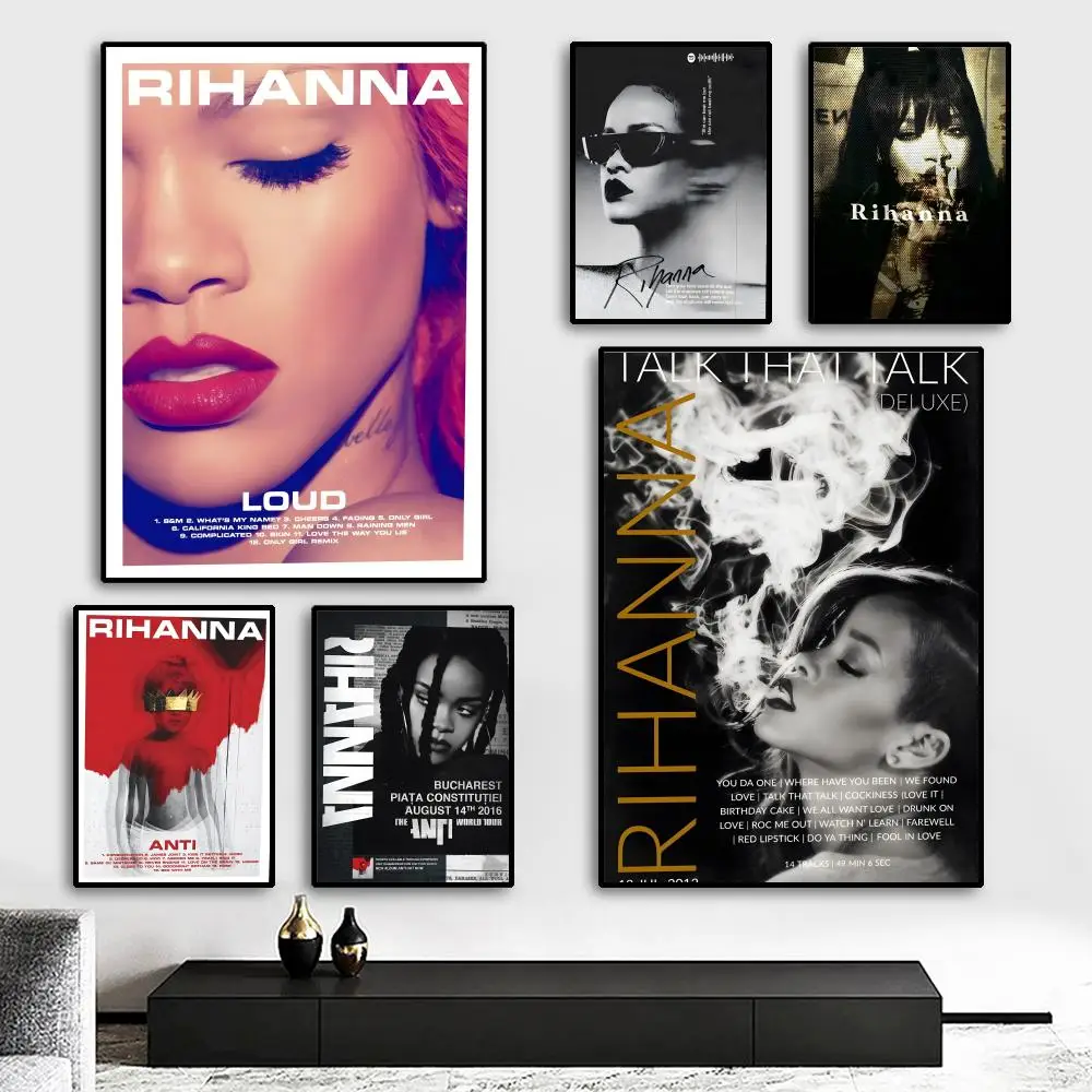 حار المغني R-RIHANNAS أنيمي اللوحة الخط HD قماش المشارك غرفة المعيشة غرفة نوم بار الديكور الجمالي #1