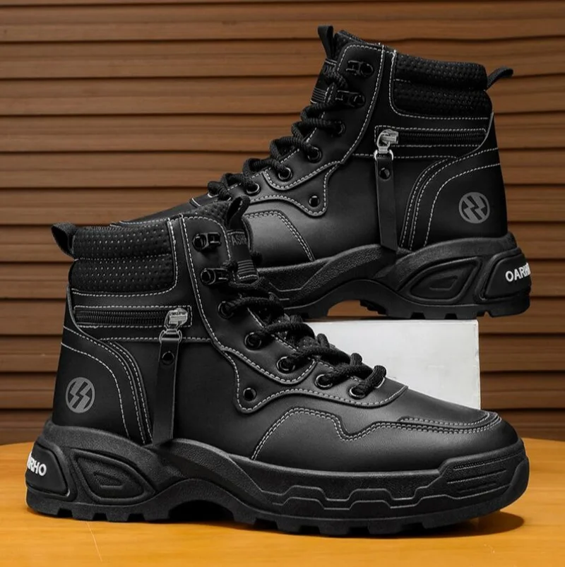 

Men's boots spring and autumn new soft-sole non-slip leisure Shoes fashion outdoor high-top boots youth comfort work Shoes