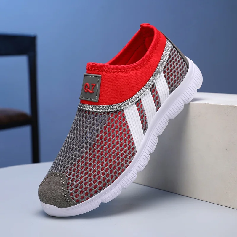 Big Kids Hollow Mesh Shoes Child Slip on Boy Girl Sandals Flat 2025 Summer Children's Fashion Walk Teen-agers Casual Shoe 28-39