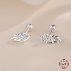 925 Sterling Silver Small Wing Metal Stud Earrings for Women 2024 Trending Korean Fashion Screw Ear Bone Nail Piercing Jewelry