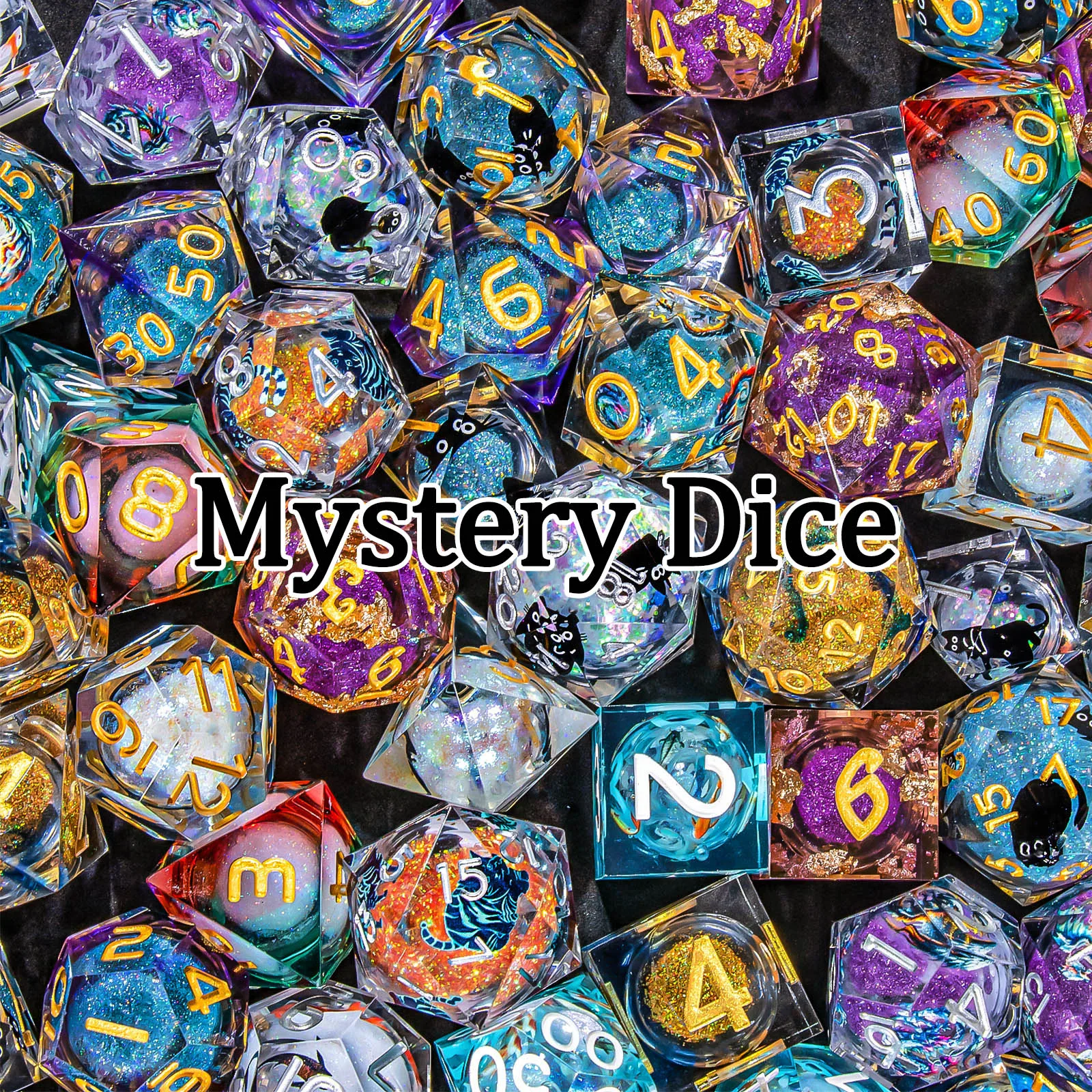 مجموعة نرد متعددة السطوح من Mystery DND للعب الأدوار، حافة حادة أو نرد D&D معدني D20 D12 D10 D8 D6 D4 الزنزانة والتنين #5