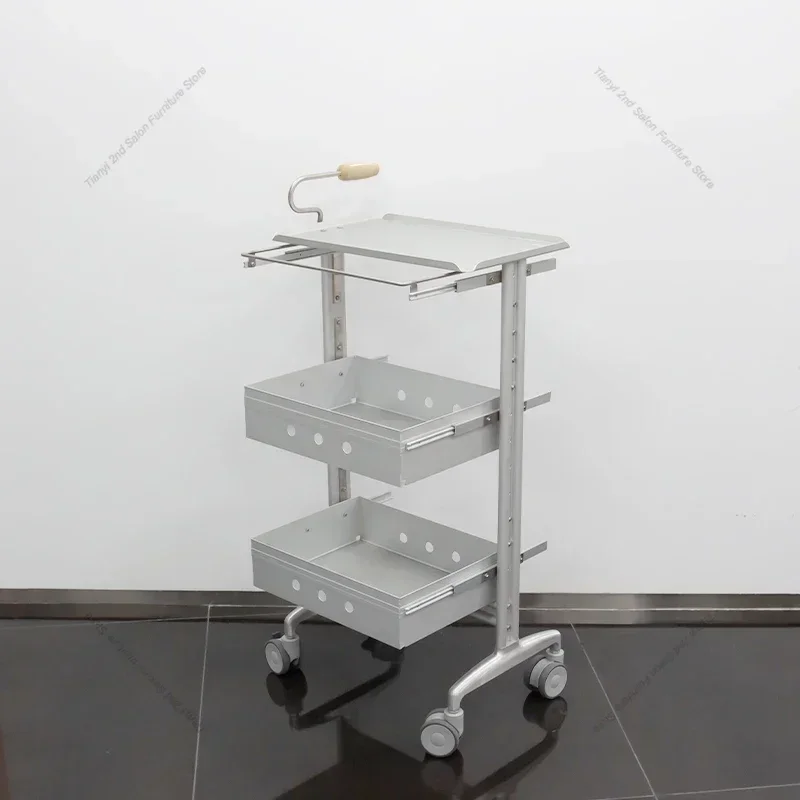 Professional Ironing Multi-functional Salon Aluminum Alloy Trolley Hairstylist Receive Tattoo Lash Tool Trolley Furniture