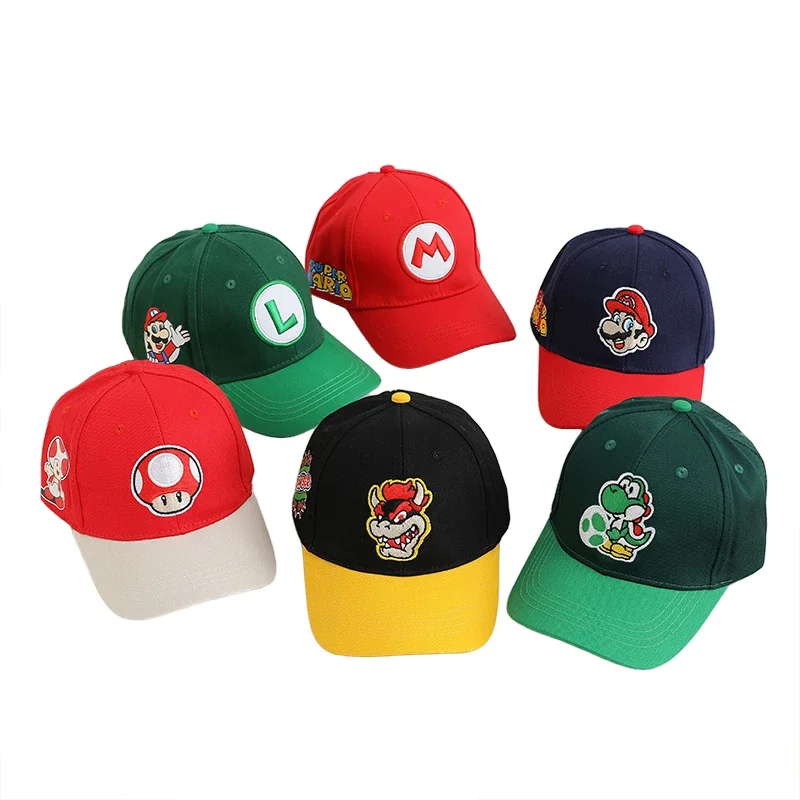 MINISO Anime Cartoon Super Mario Bros Children Outdoor Sport Baseball Caps Boys Girls Hip Hop Sunshade Mesh Hat 2-8 Years Kids