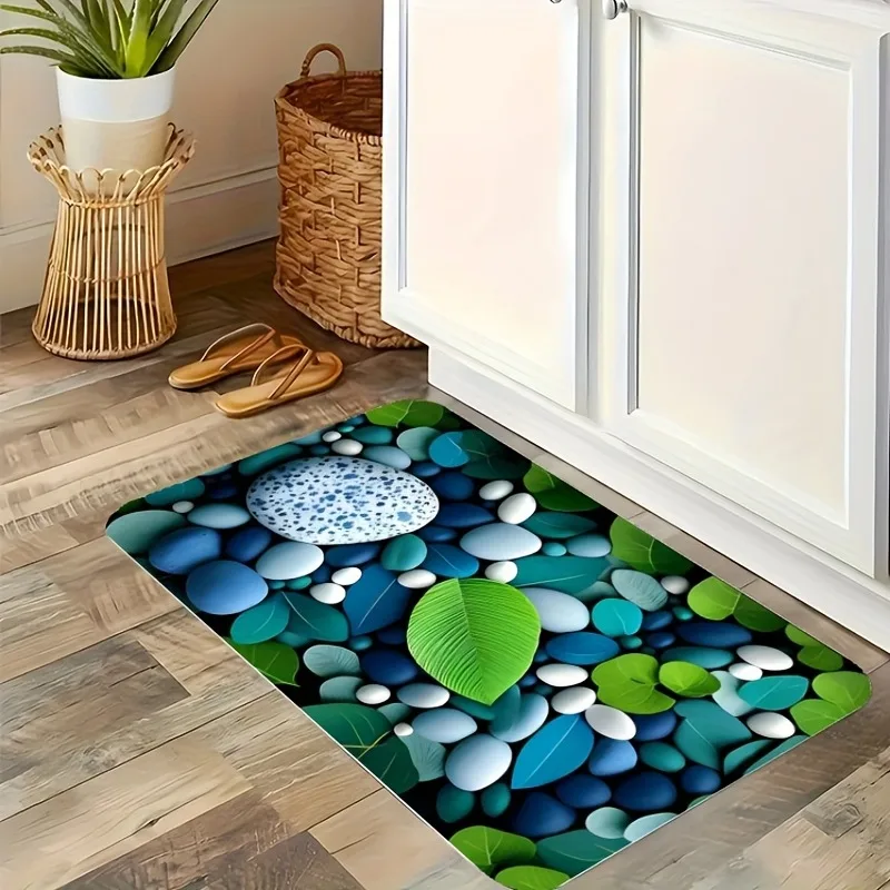 

1PC Pabble Pattern Kitchen Rug Non-Slip Door Mats Pop design Bathroom Rug Bath Mat Carpet for Home Sink Laundry Decor