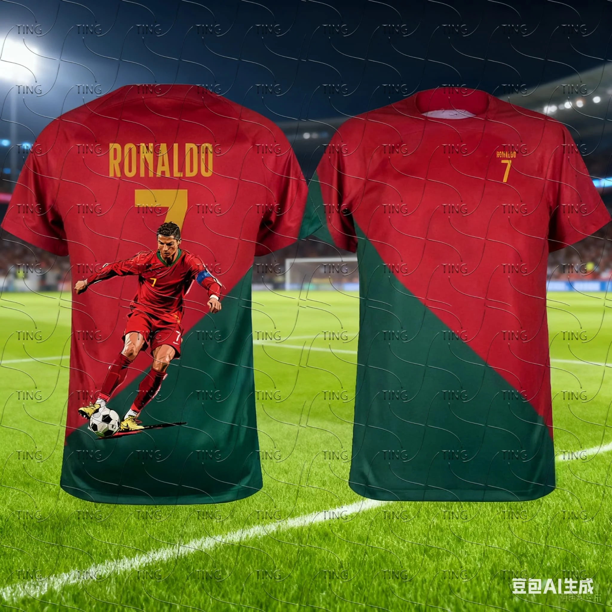

AI New Football Sports T-shirt Football Casual T-shirt Sports Breathable Men's Ronaldo NO.7 Oversized Breathable Top