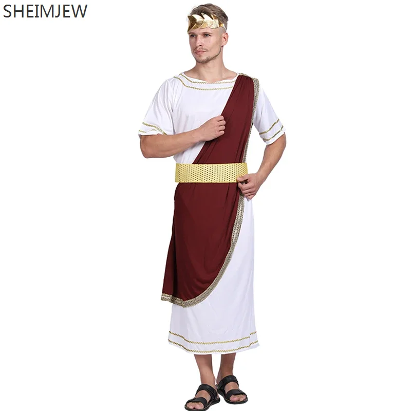 

Ancient Greek Men Roman Toga Caesar Halloween Costumes For Adult Medieval Warrior Cosplay Costume Carnival Party Stage Dress Up