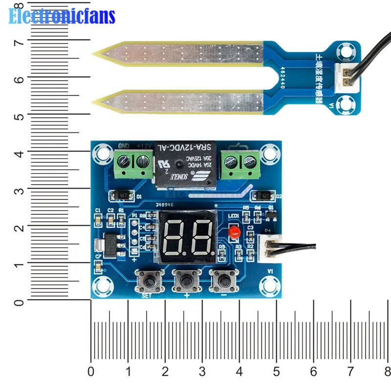 XH-M214 12V Soil Humidity Sensor Controller Irrigation System Automatic Watering Module Digital Display Humidity Controller Red