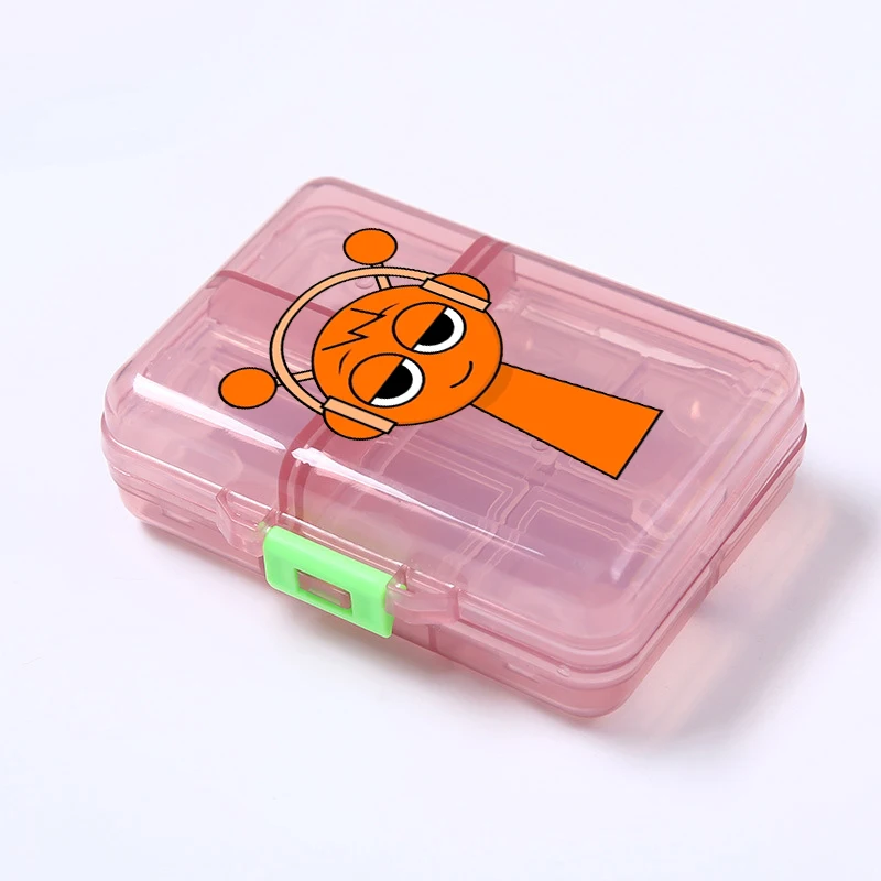 Anime Sprunki Incredibox New Game Pill Medicine Box Weekly Travel Pill Case Cartoon Portable Tablets Vitamins Medicine Organizer