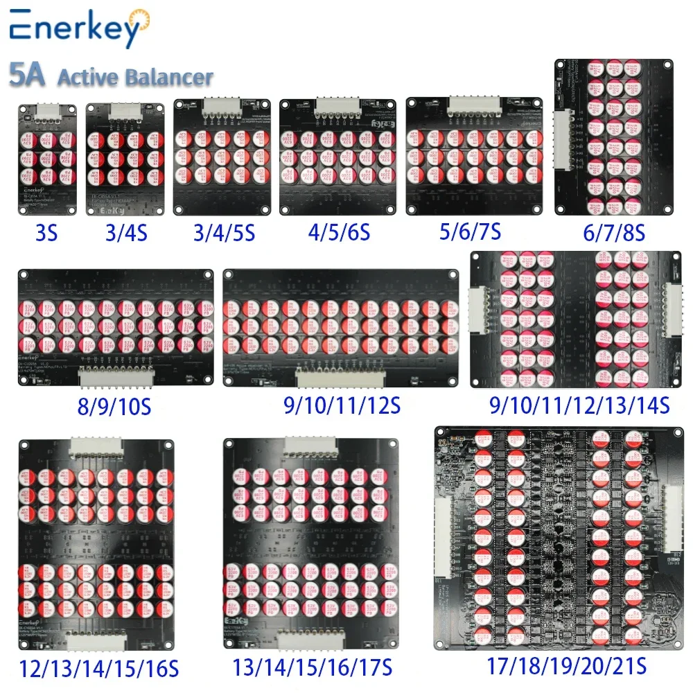Equalizador Ativo Enerkey Lifepo4 5A 3S 4S 5S 6S 7S 8S 10S 12S 14S 16S 17S 21S para Baterias Lipo/Lifepo4/LTO e Capacitores de Energia