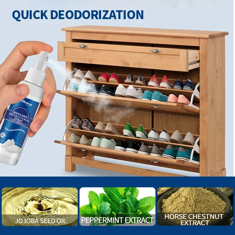 Desodorante antibacteriano para sapatos, Meias de sapato, Removedor de odor, Spray de odor de pé, Desodorante para remoção de fedor