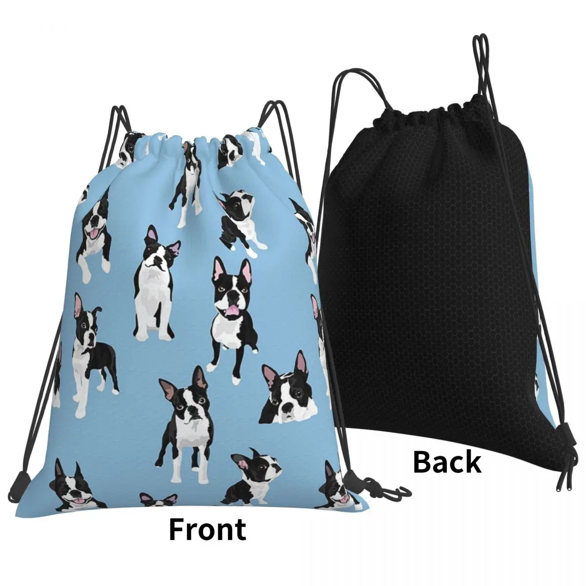 Boston Terrier Cute Dog Backpacks Portable Drawstring Bundle Pocket Storage Bag Book Bags for Man Woman Students