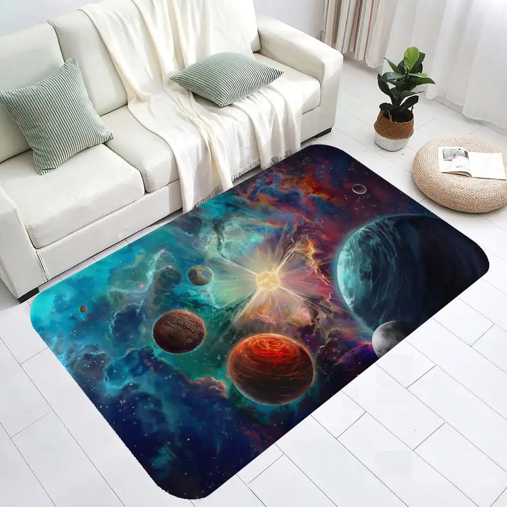 3D Planet solar system galaxy Floor Mat Door Mat Washable Non-Slip Living Room Sofa Chairs Area Mat Kitchen Doormat Area Rug