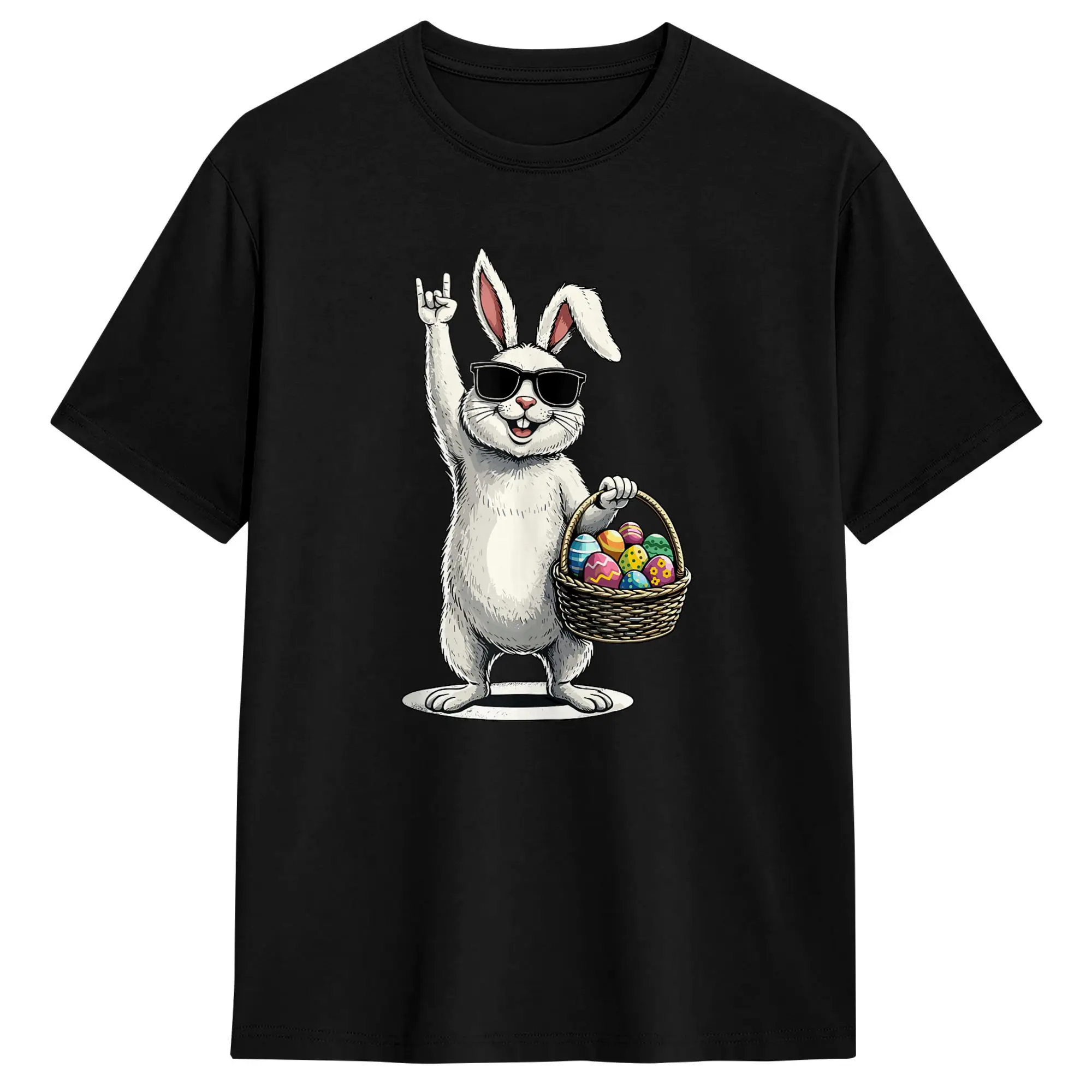

Easter Bunny Rocking Easter Funny Easter T-Shirt Summer Popular T Shirts Cotton O-Neck Plus Size Top Tees Short Sleeves Tshirt