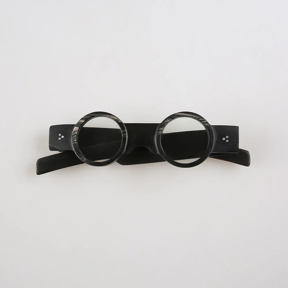 Men's Glasses Frame Round Stripes Natural Pattern Handmade Buffalo Horn Prescription Eyeglasses Optical Lens Eyeglass Frames