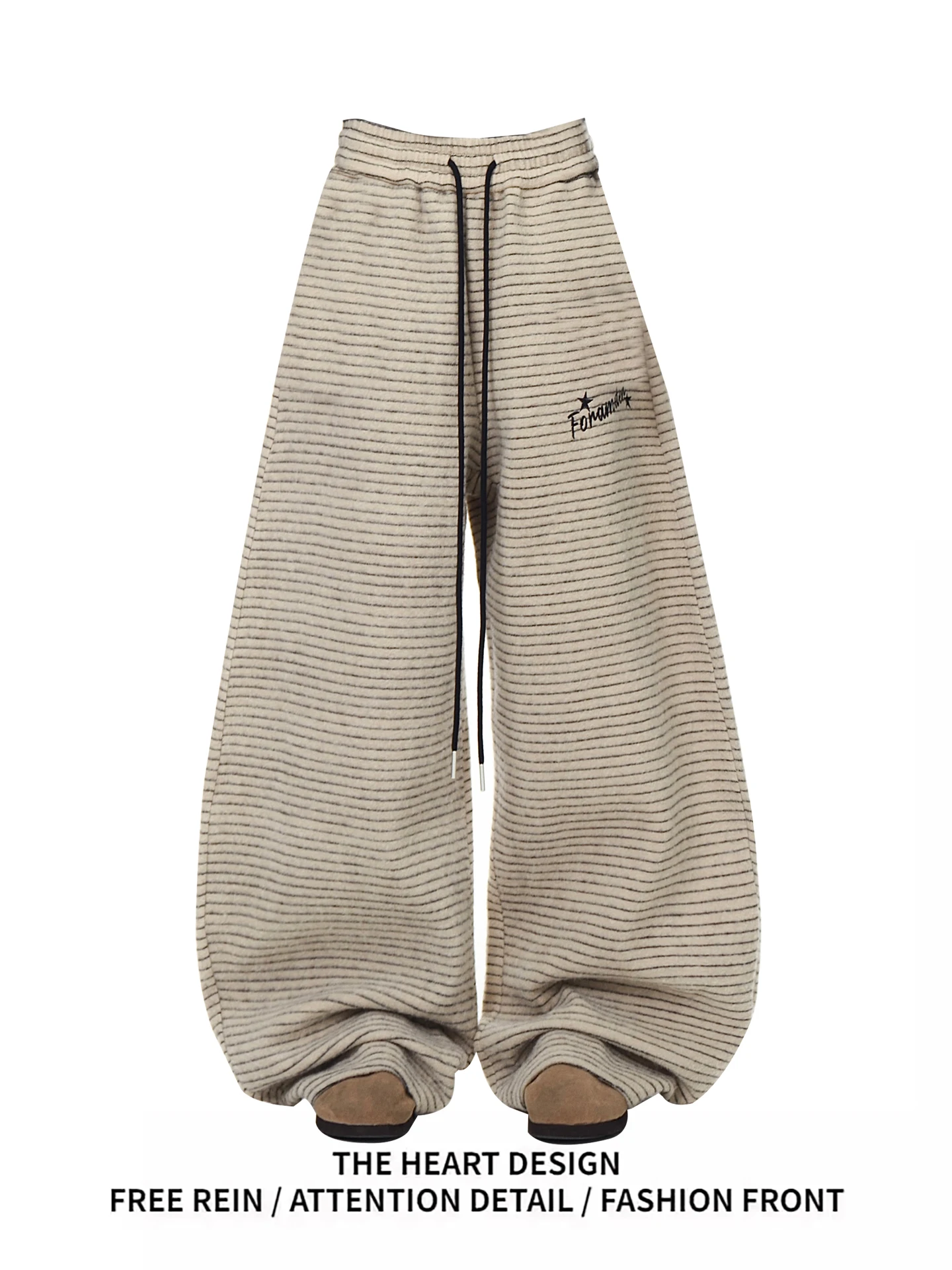 

American Retro Striped Casual Sweatpants Women Loose Straight Wide Leg Sports Pants High Waist Long Pants Anti-Wrinkle