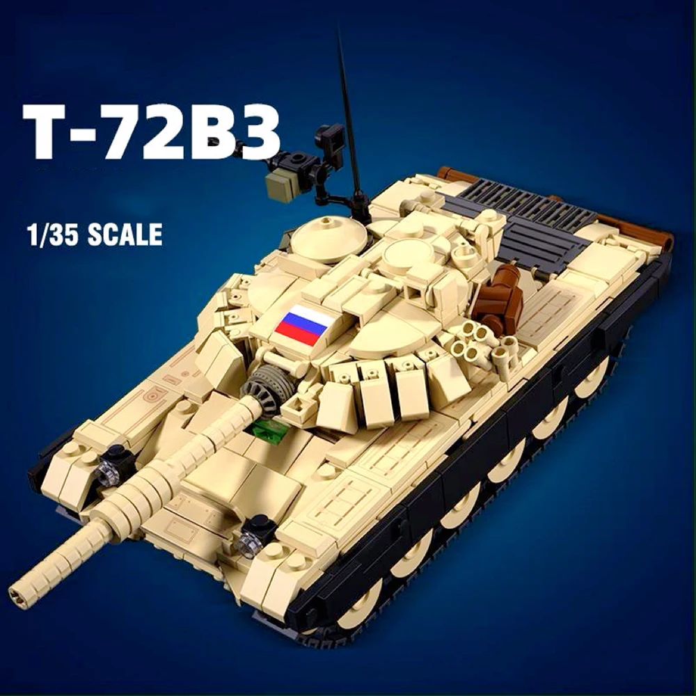 Military War 2 In 1 Deformation T-72B3 Assault Battle Tank Car Truck Army Weapon Building Blocks Sets Model King Kids Toys Gift