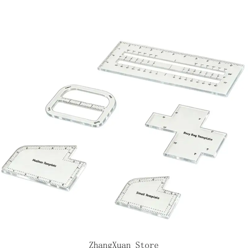 Geldbörsen-Entwurfsanleitung-Set aus klarem Acryl, Nähhilfen für quadratische Taschen zum Zeichnen, Schneiden, Planen und – Detail 9