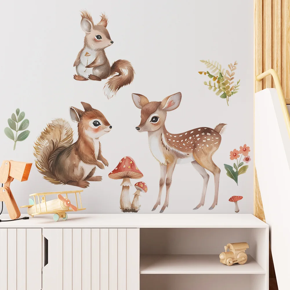 Animal Vinyl Tile Child Wall Sticker For Baby Kids Room Decoration Adhesive Wallpaper Bedroom Accessories Wall Decor Home Decor