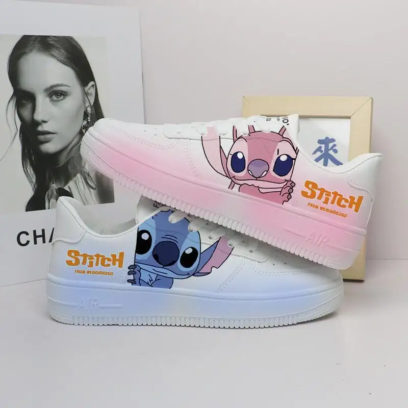 Disney Lilo & Stitch Sport Shoes 2023 New Couple White Shoes Colorfur Cartoon Tennis Shoes Kids Casual Sneakers Size 35-44