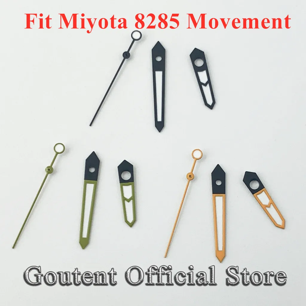 Goutent Multi Color Luminous Watch Hands Black Orange Green Watch Mod Replacement Parts Fit Miyota 8285 Automatic Movement