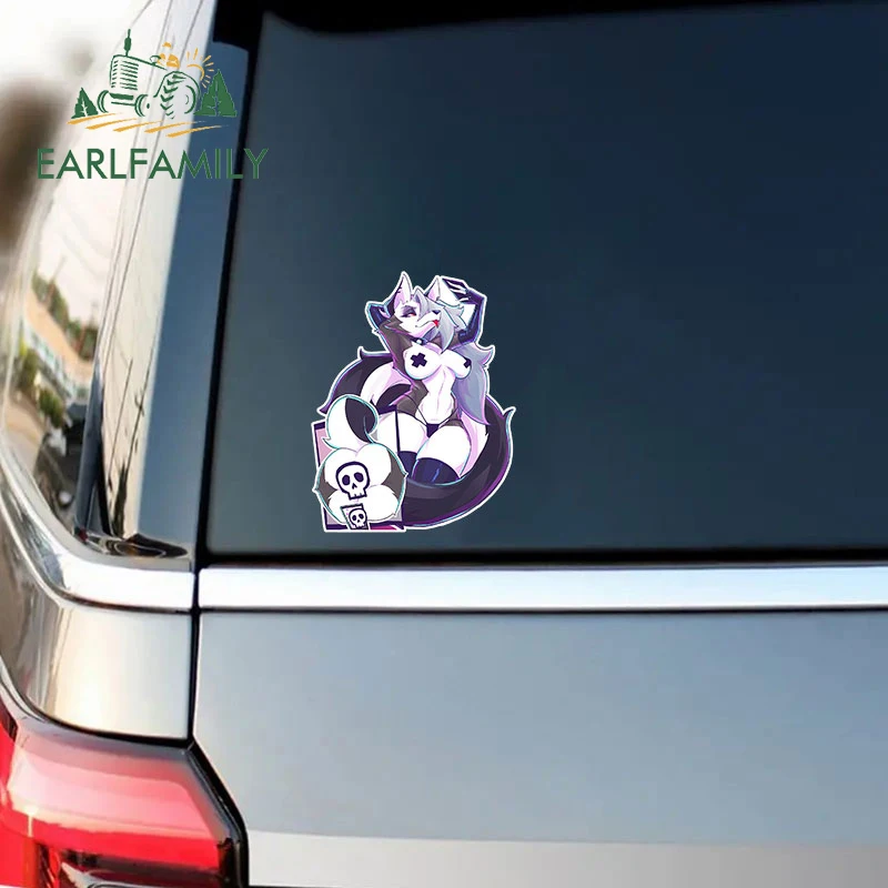 EARLFAMILY 13 cm × 10.2 cm Helluva Boss Loona Tasarım Araba Çıkartmaları Çekici Kürklü Kız Çıkartmaları Su Geçirmez Araba Etiketi Karavan