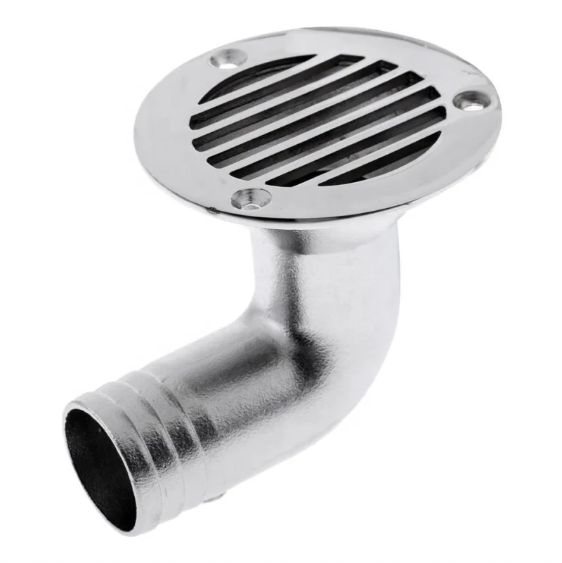 316 Stainless Steel 90 Degree Boat Deck Drain Scupper 28mm Hose Outlet Marine Floor Drain for Yacht RV