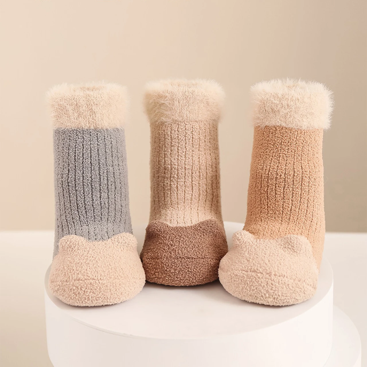 Thicken Coral Velvet Baby Warm Socks Anti Slip Toddler Floor Socks Winter Plush Mid Tube Sock 0-3Year Newborn Thermal Footwear
