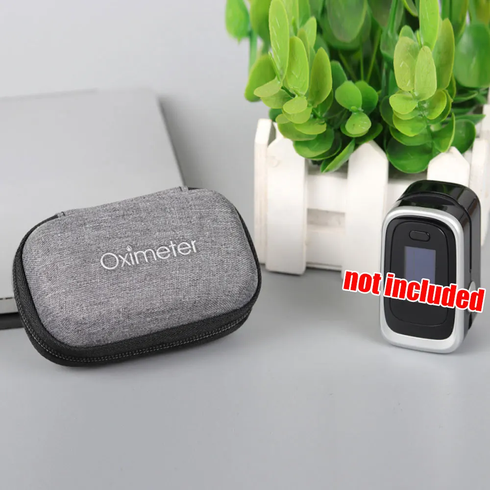 1Pc Oximeter Storage Bag for Finger Pulse Oximeter Reasonable Design Strong Space Protective Cover Zipper Hard Bracket Bag