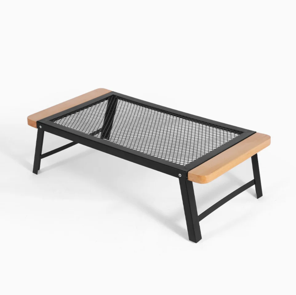 Outdoor Camping Folding Table Portable  Roll-Up Iron Mesh Picnic Minimalist Heat-Resistant Mesh Table