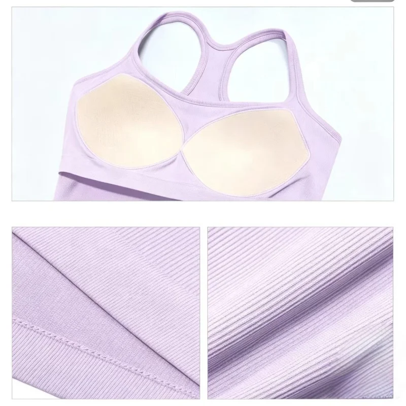 Nahtloser Yoga-BH für Damen in I-Form, stoßdämpfend, mit Brustpolster, schnelltrocknend, dehnbar, ideal für Fitnessstudio und Laufen. – Detail 6