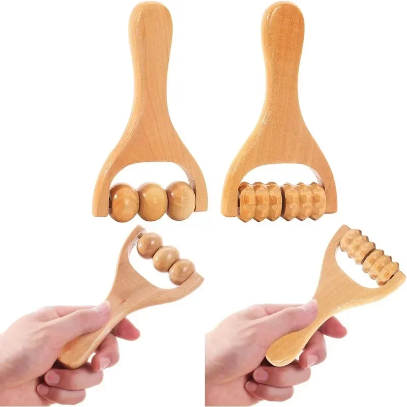 Manual Roller Massage Stick Set 2-Piece for Back Waist Neck Full Body Massage Daily Body Relaxation Fatigue Relief