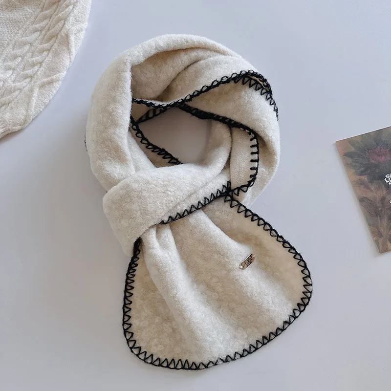Wave lines circle wool couple scarf women's winter warm versatile boyfriend style Weibo new casual neutral